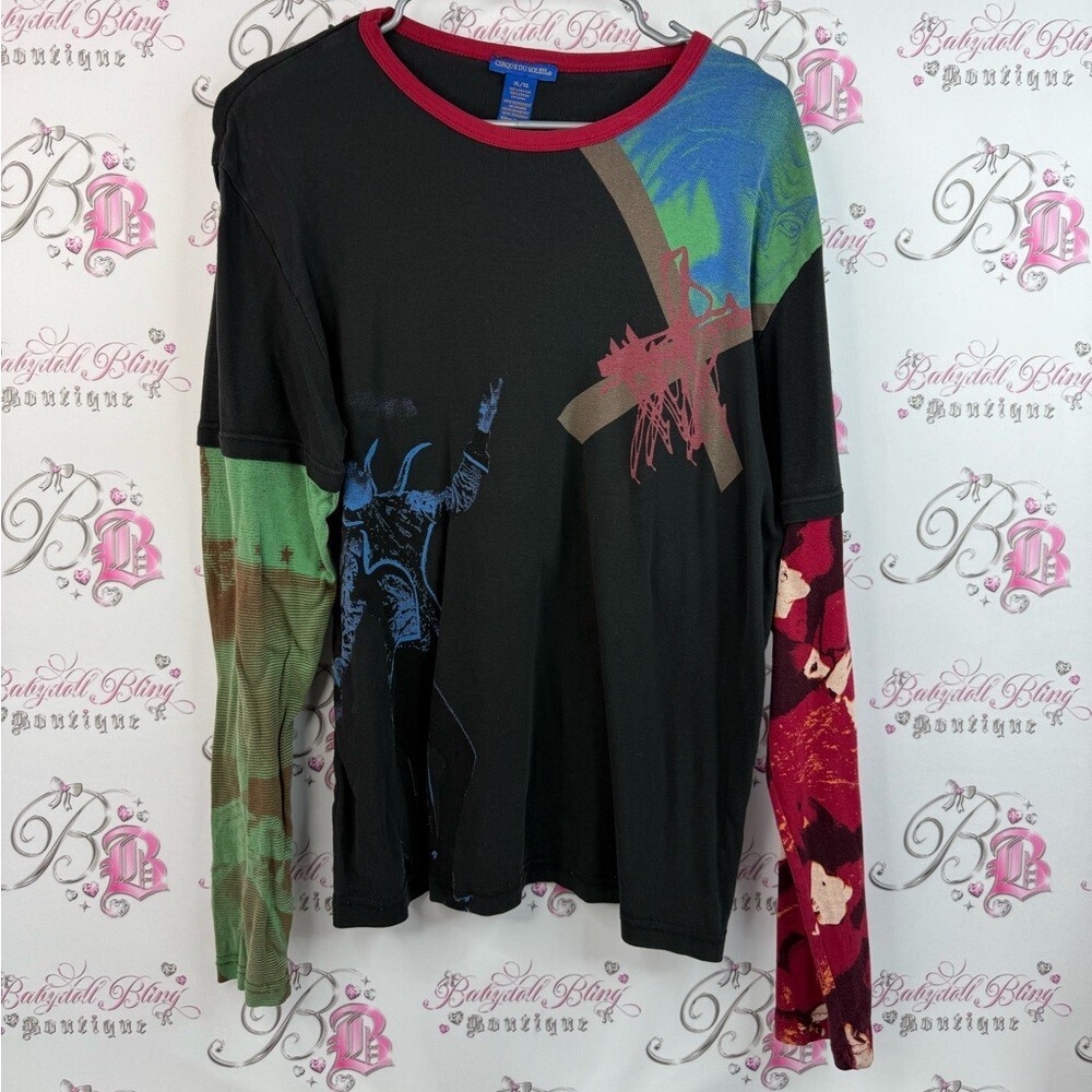 Cirque du soleil long sleeve dual look rare Colorful Graphic Long Sleeve Shirt
